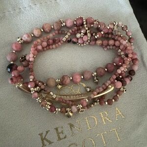 Kendra Scott light pink and gold Supak beaded bracelet set
